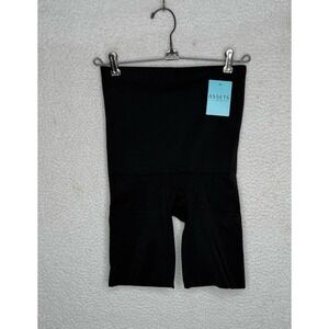 ASSETS by Spanx Women's High Waist Mid Thigh Shaper Shorts Black L Shapewear